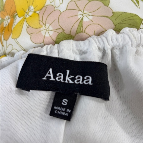 Aakaa Long Floral Dress with Dramatic Ruffle and Bow Back Maxi Length Size Small - Picture 12 of 16